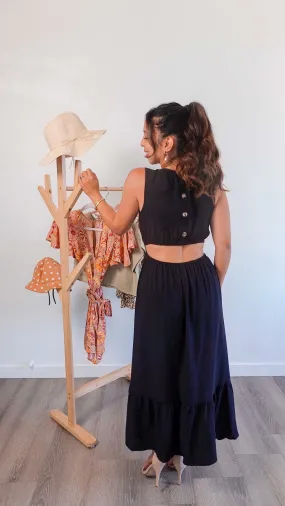 Open Back Black Dress