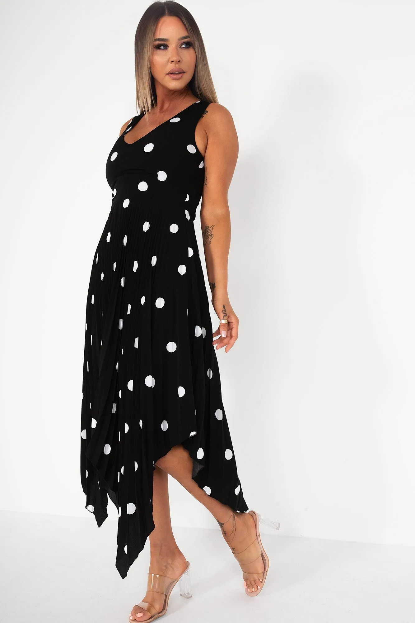 Orlena Black Polka Dot Dress