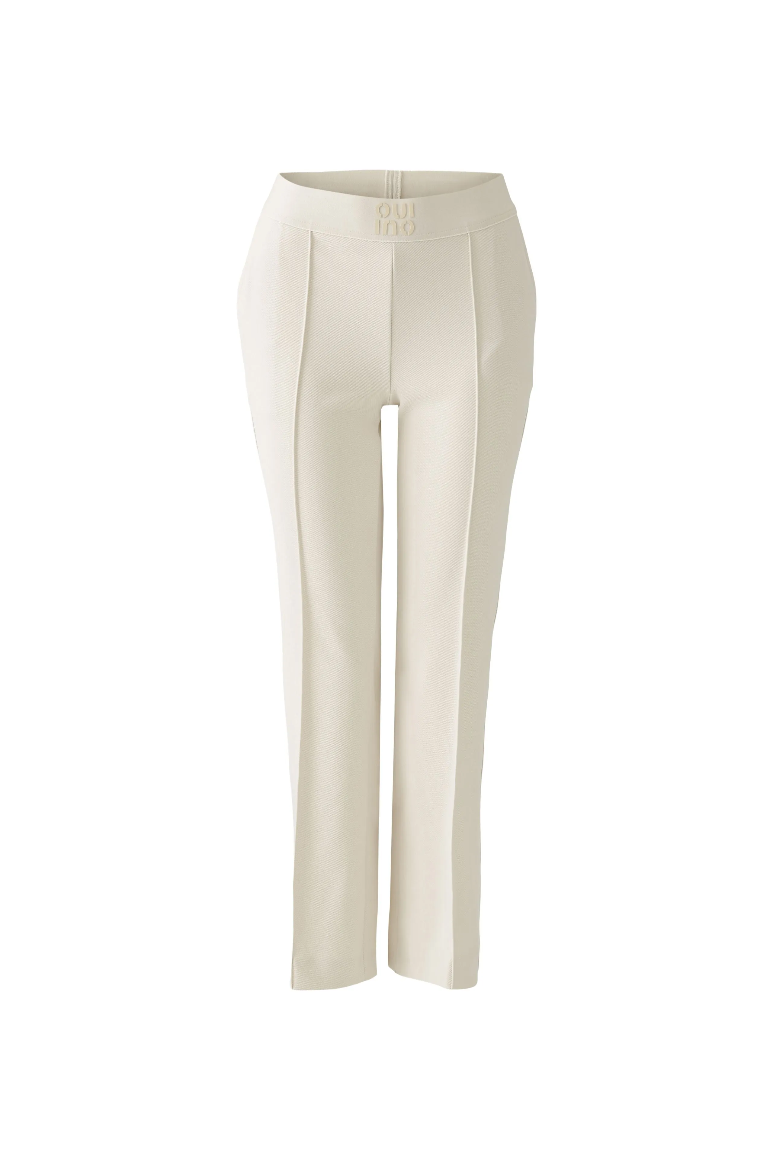 Oui Off White Cropped Bootcut Cut Trousers