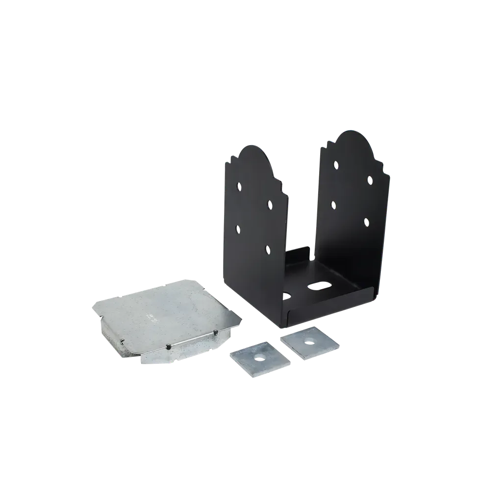 Outdoor Accents® Mission Collection® ZMAX®, Black Powder-Coated Post Base for 8x8 Rough