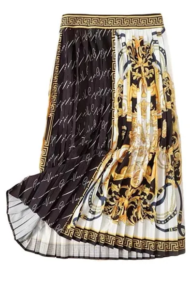 Pleated Print Maxi Skirt Suit