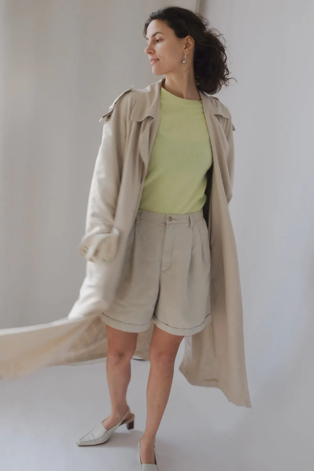 PLEATED PURE COTTON VINTAGE SHORTS