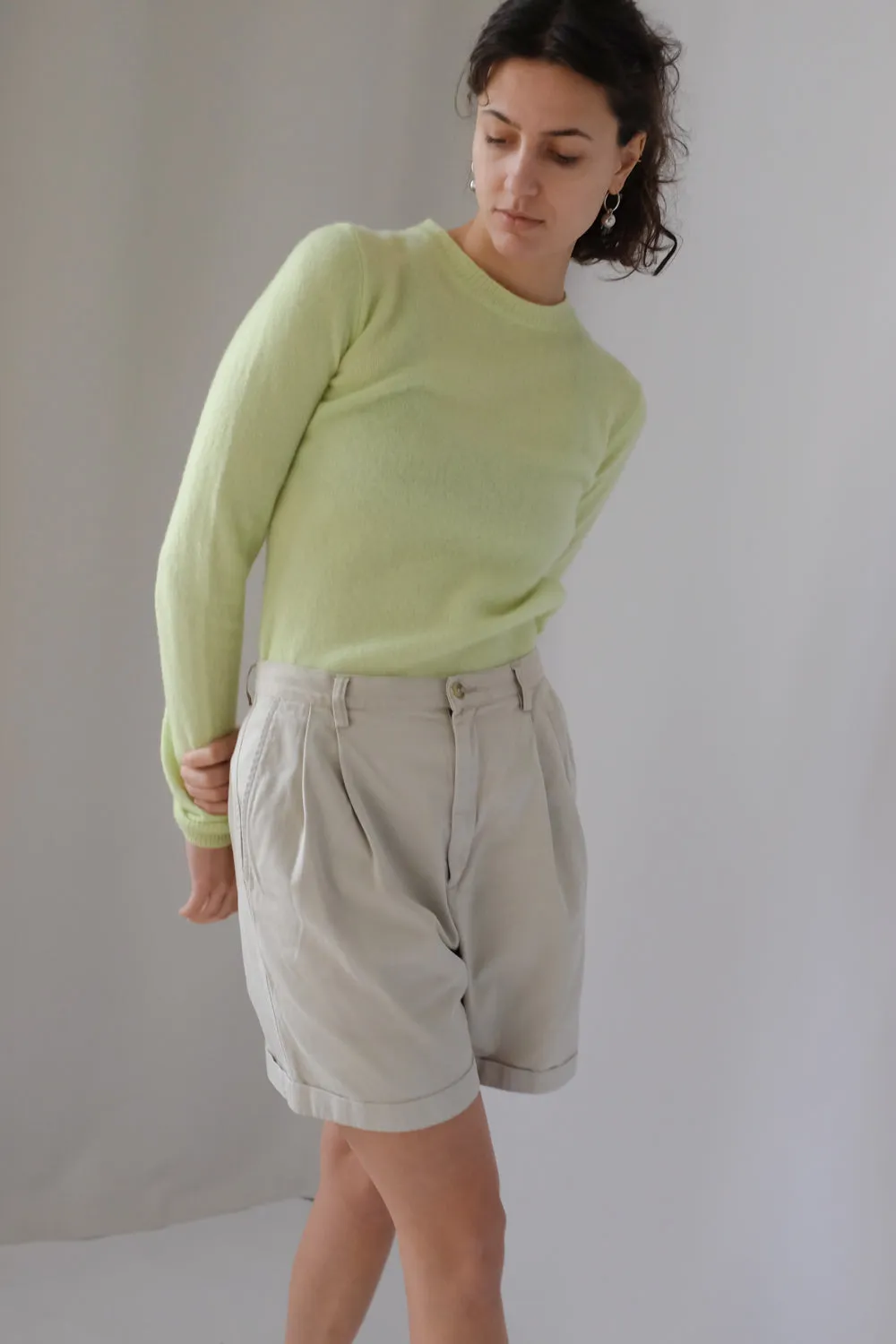 PLEATED PURE COTTON VINTAGE SHORTS