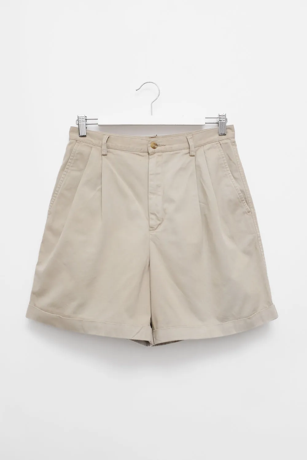 PLEATED PURE COTTON VINTAGE SHORTS
