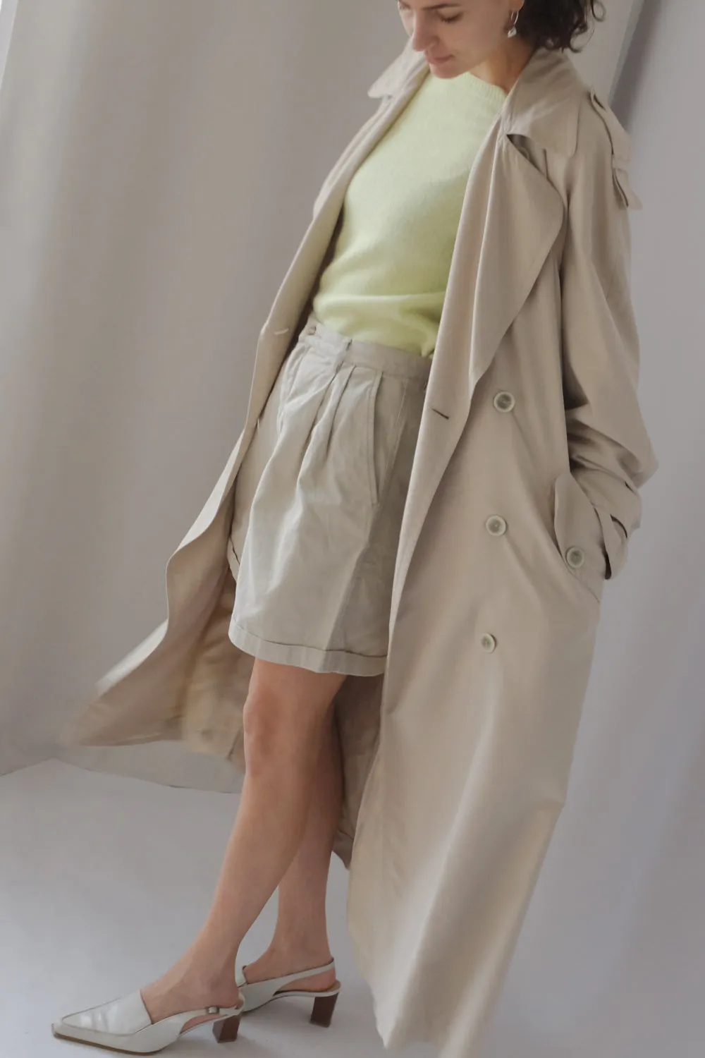 PLEATED PURE COTTON VINTAGE SHORTS