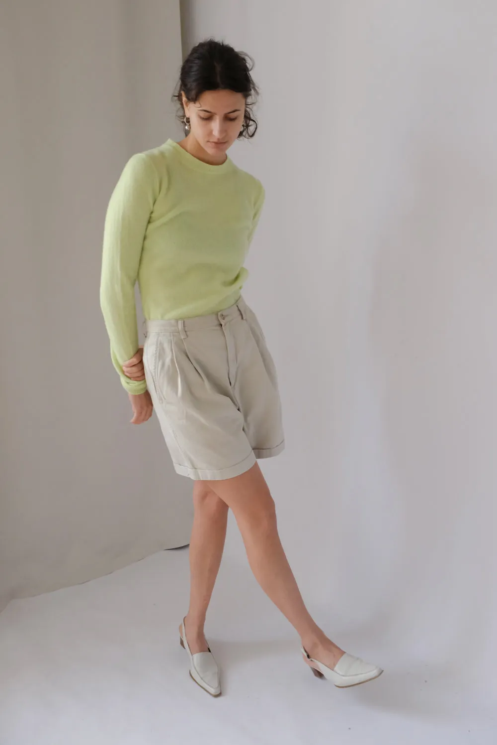 PLEATED PURE COTTON VINTAGE SHORTS