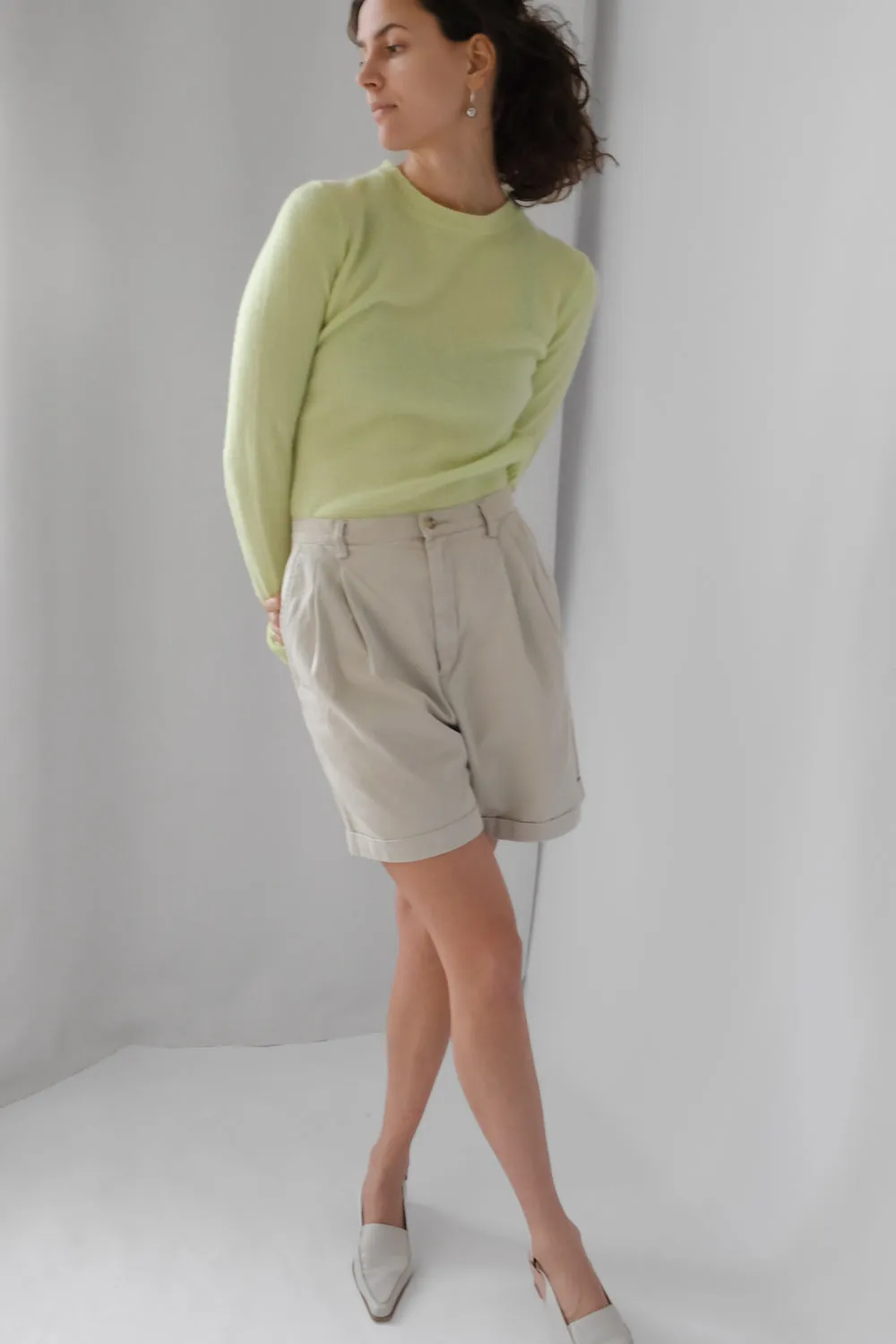 PLEATED PURE COTTON VINTAGE SHORTS