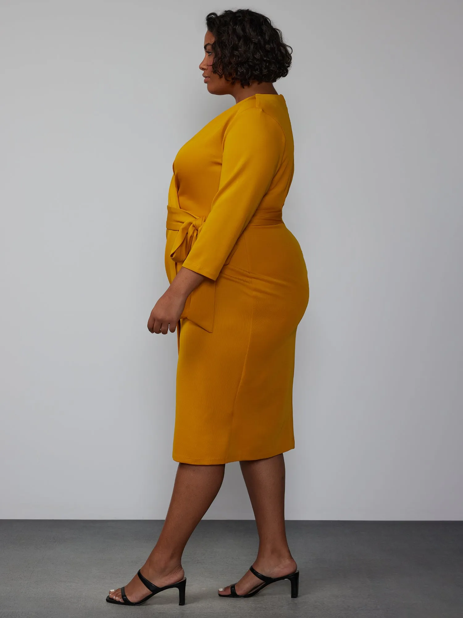 Plus Scuba Belted Wrap Dress