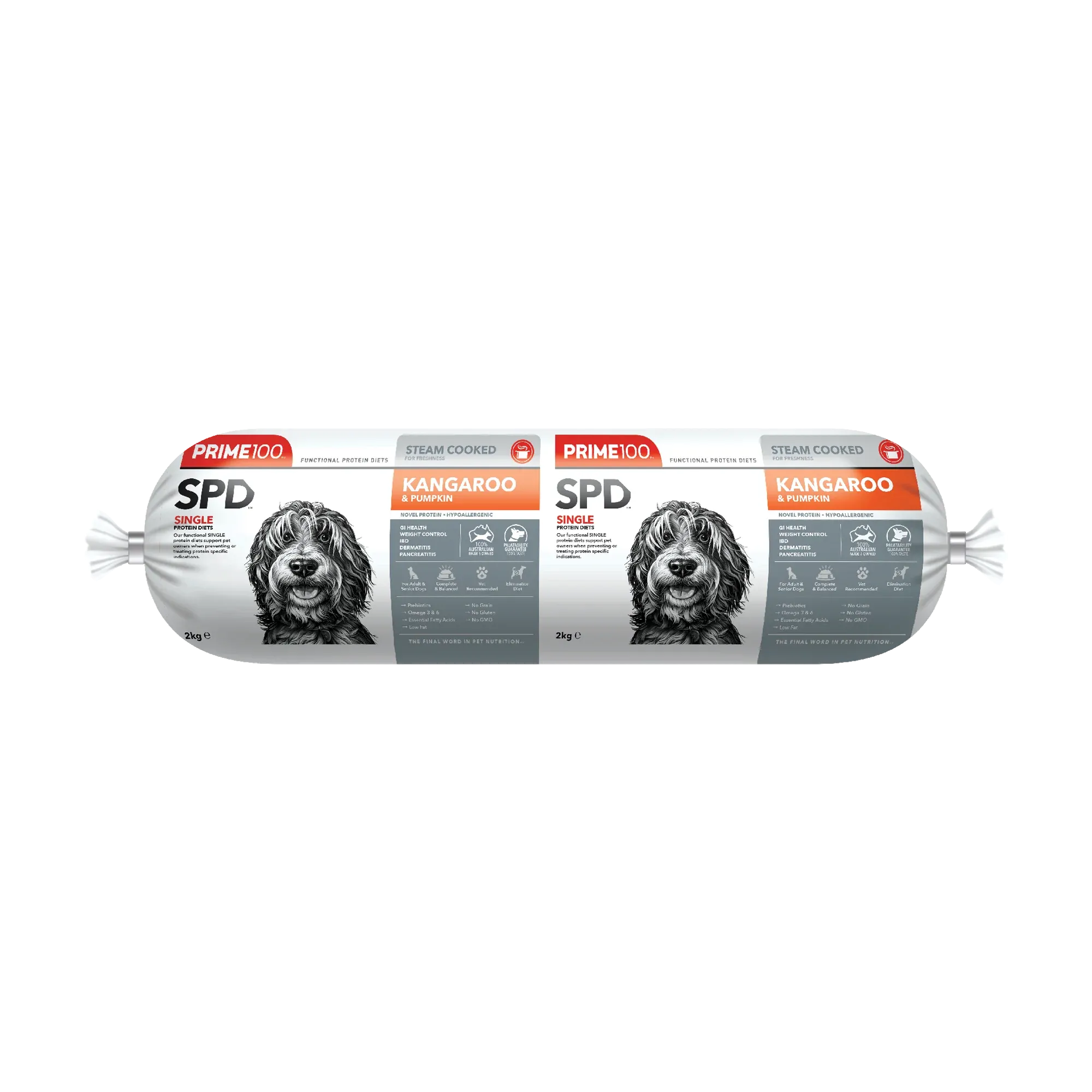 Prime 100 Dog SPD Kangaroo and Pumpkin Roll 2kg