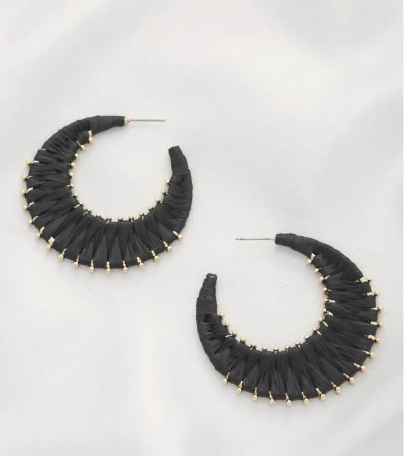 RAFFIA WRAP METAL EARRING - Final Sale