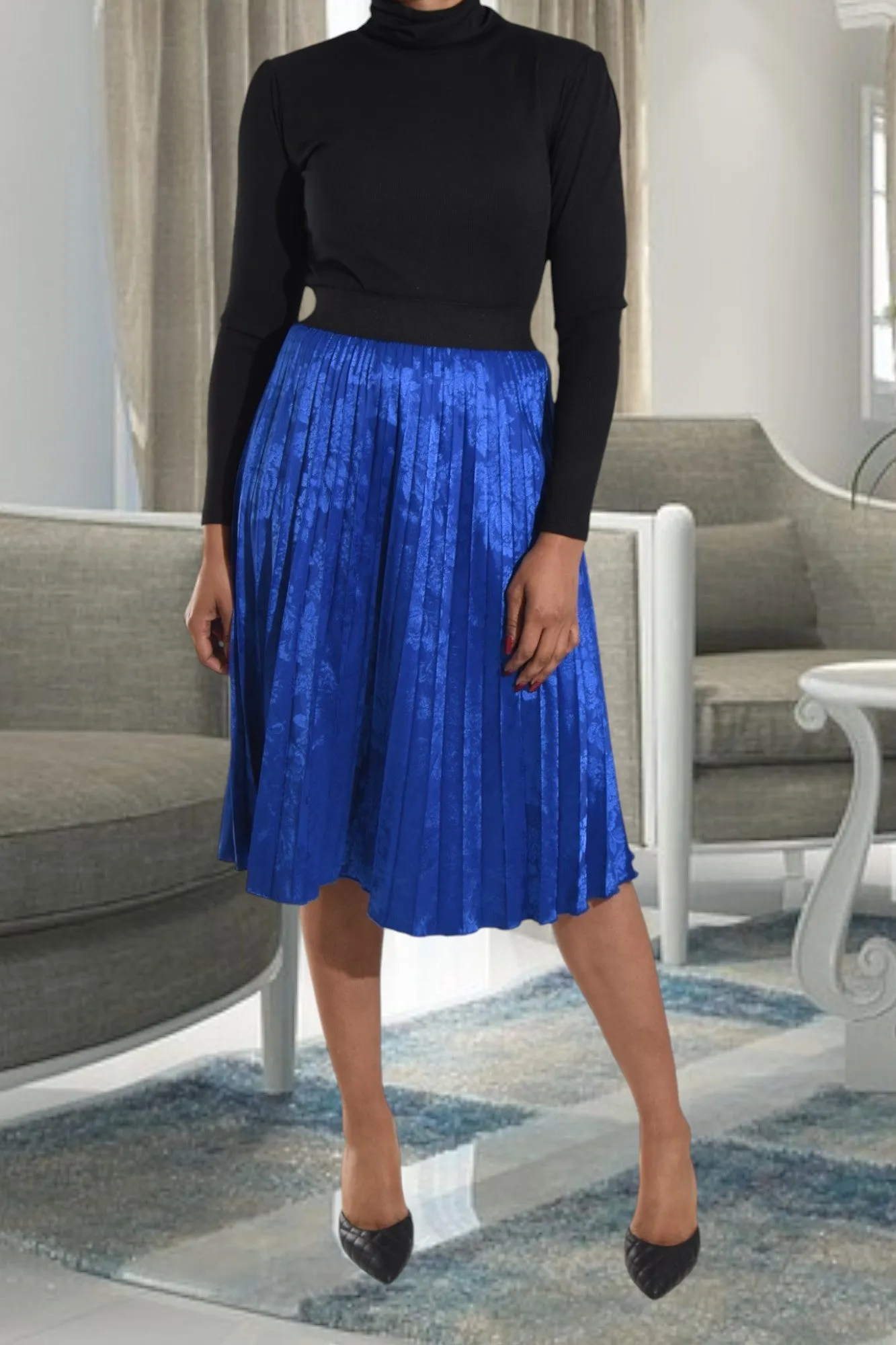 Royal Blue Pleated Skirt