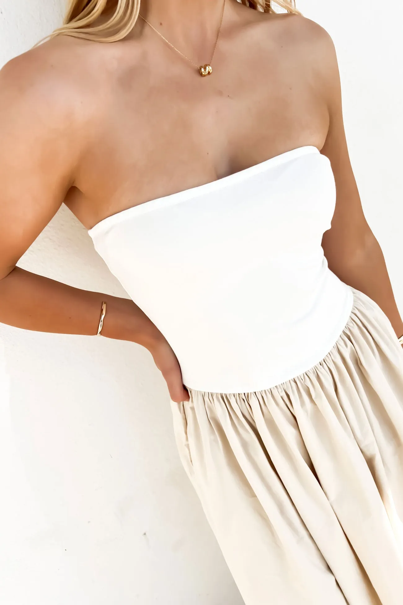 Samara Maxi Dress Beige White