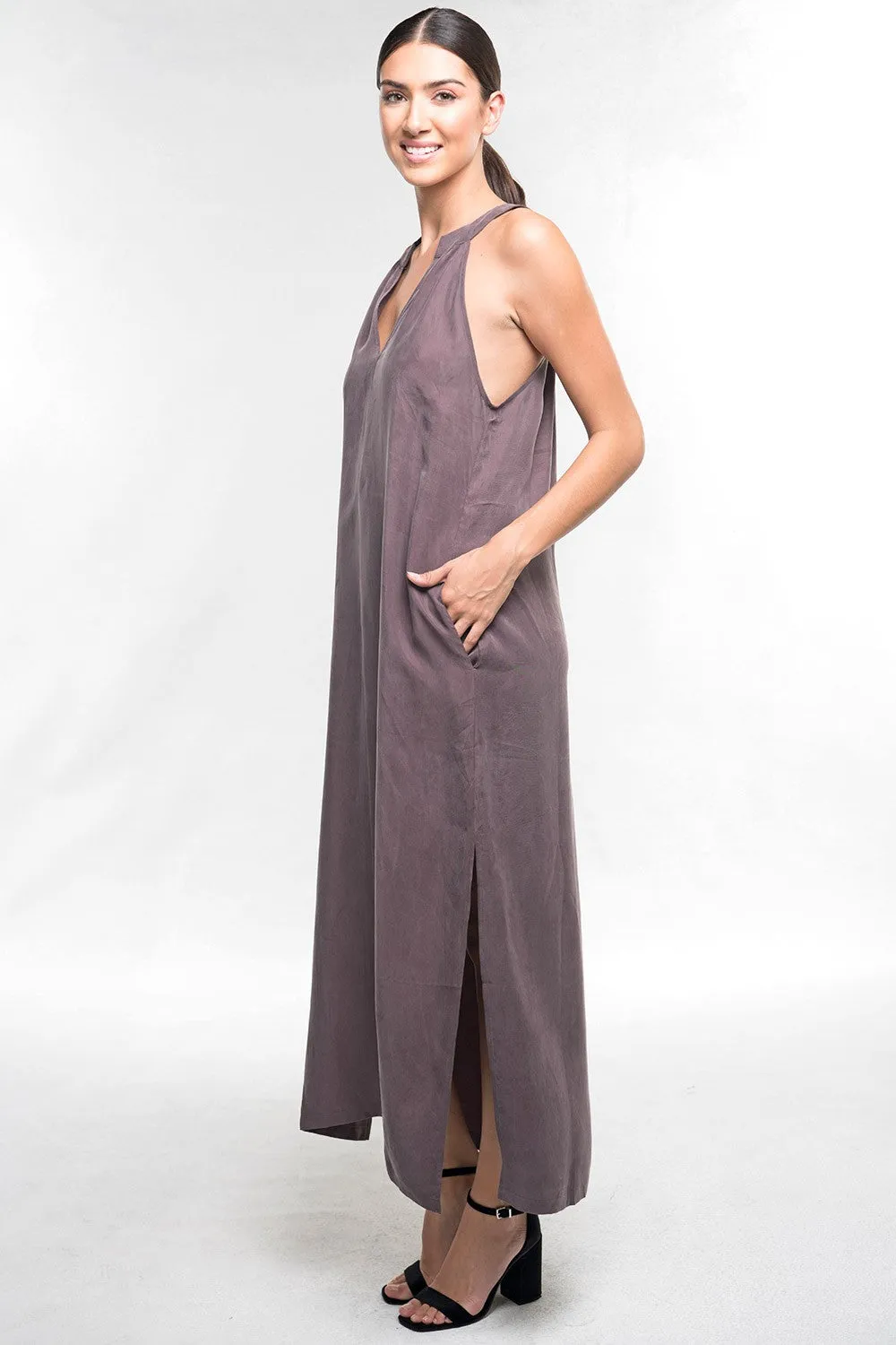 Sleeveless Cupro Maxi Dress