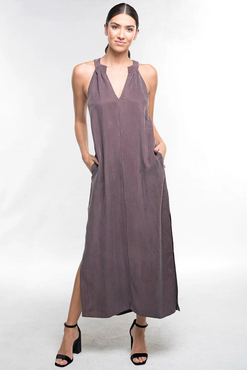 Sleeveless Cupro Maxi Dress