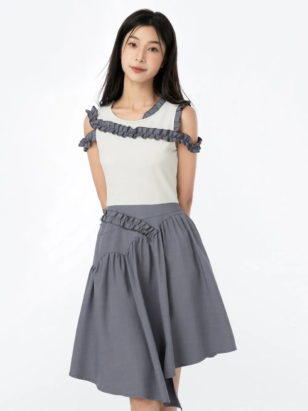 Sleeveless Shoulder Wrap Dress