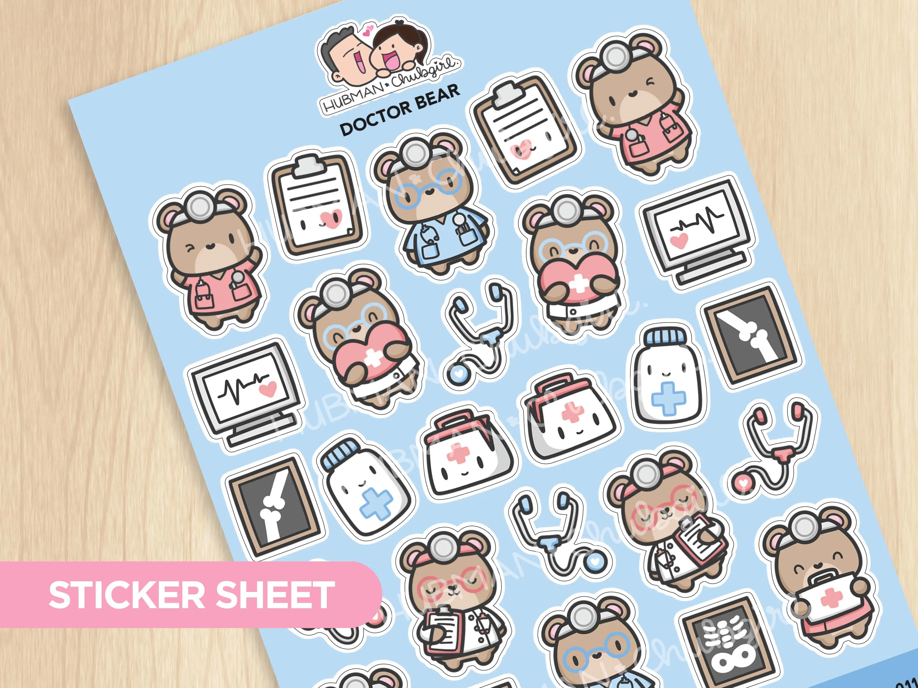 Sticker Sheet - Doctor Bear