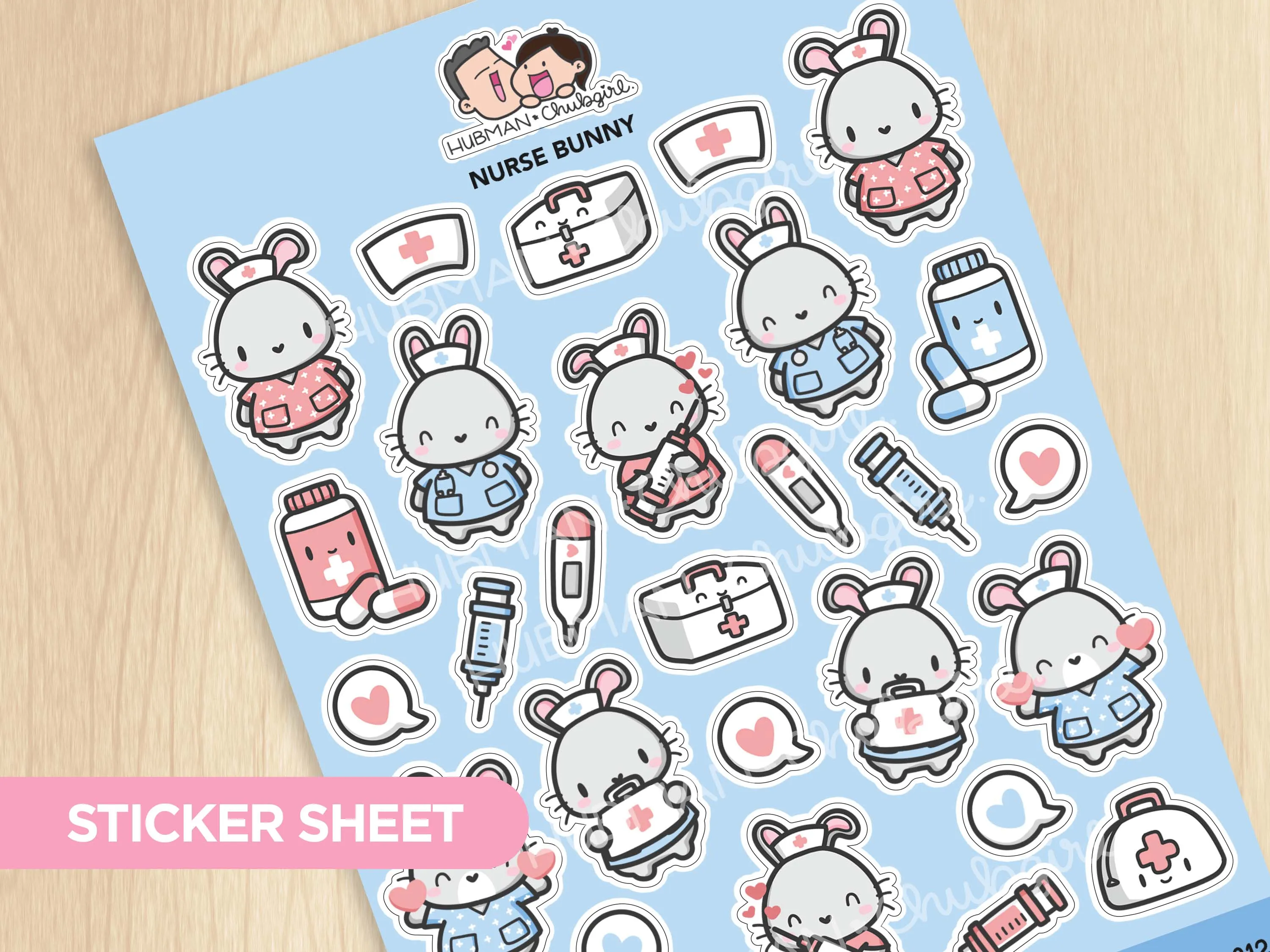 Sticker Sheet - Nurse Bunny