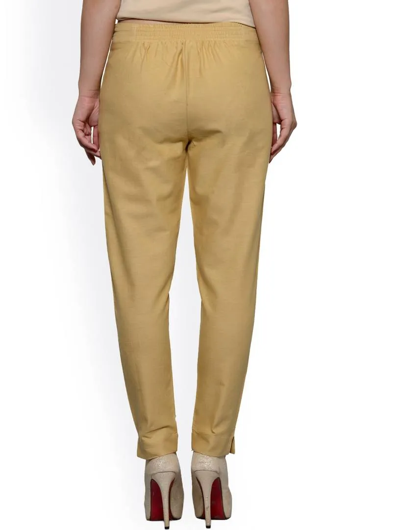 Stylish Black & Khaki Cotton Flex Trouser For Women ( Pack Of 2 )