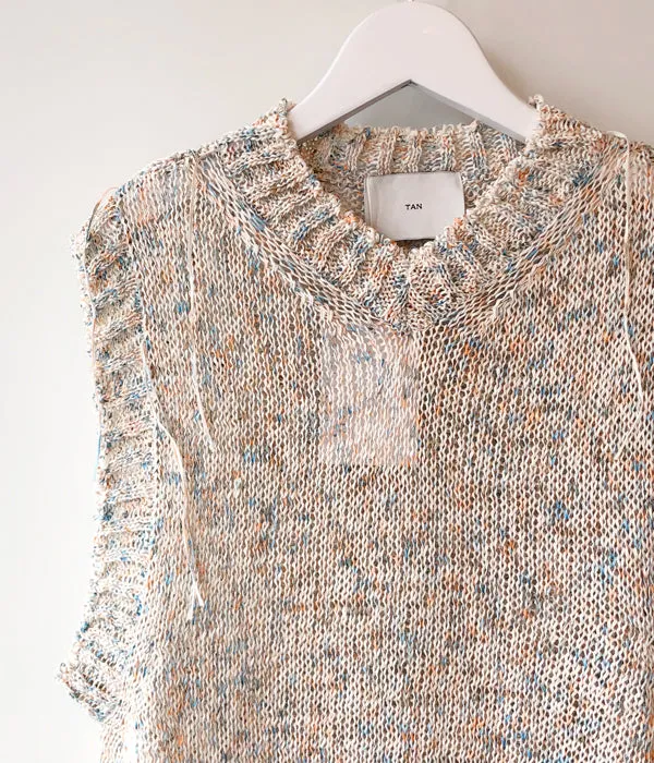 TAN/PAINTED YARN VEST(BLUE ORANGE)