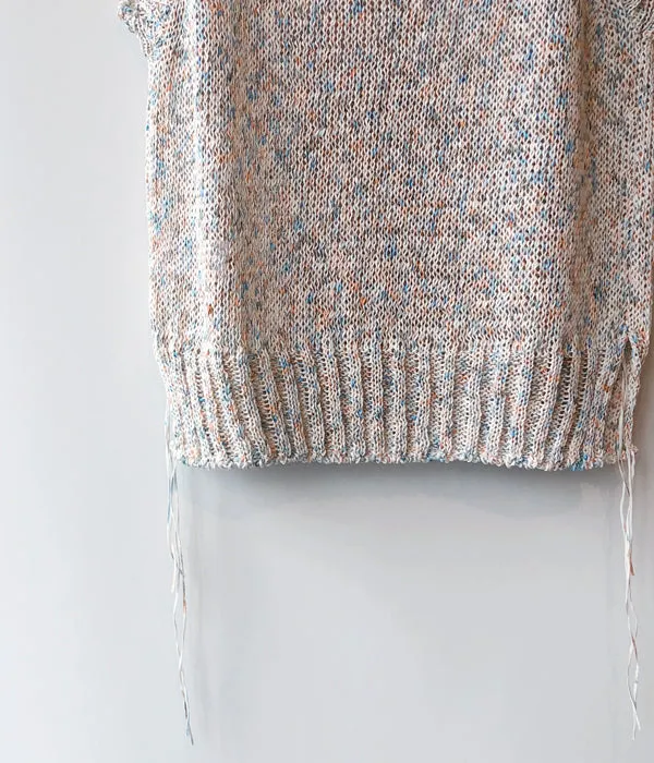 TAN/PAINTED YARN VEST(BLUE ORANGE)