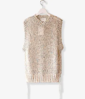 TAN/PAINTED YARN VEST(BLUE ORANGE)