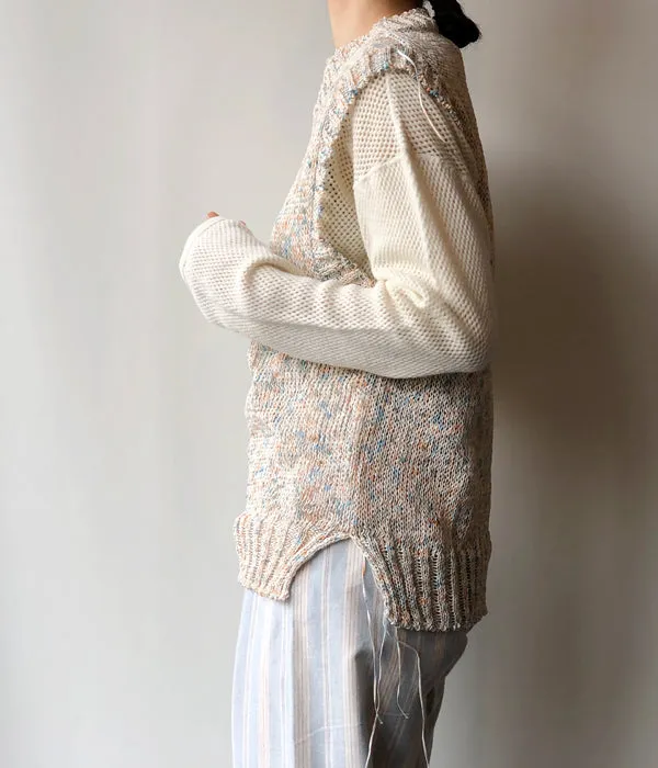 TAN/PAINTED YARN VEST(BLUE ORANGE)