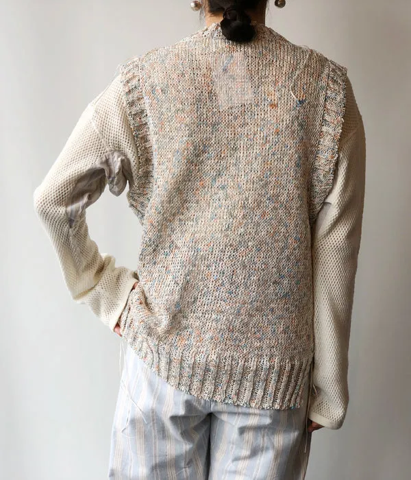 TAN/PAINTED YARN VEST(BLUE ORANGE)
