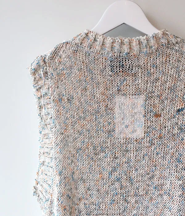 TAN/PAINTED YARN VEST(BLUE ORANGE)