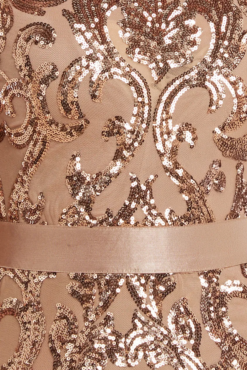 Tassel Split Maxi Dress - Champagne by Goddiva