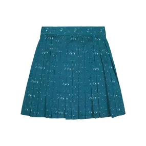Teela Blue Floral Print Short Pleated Skirt