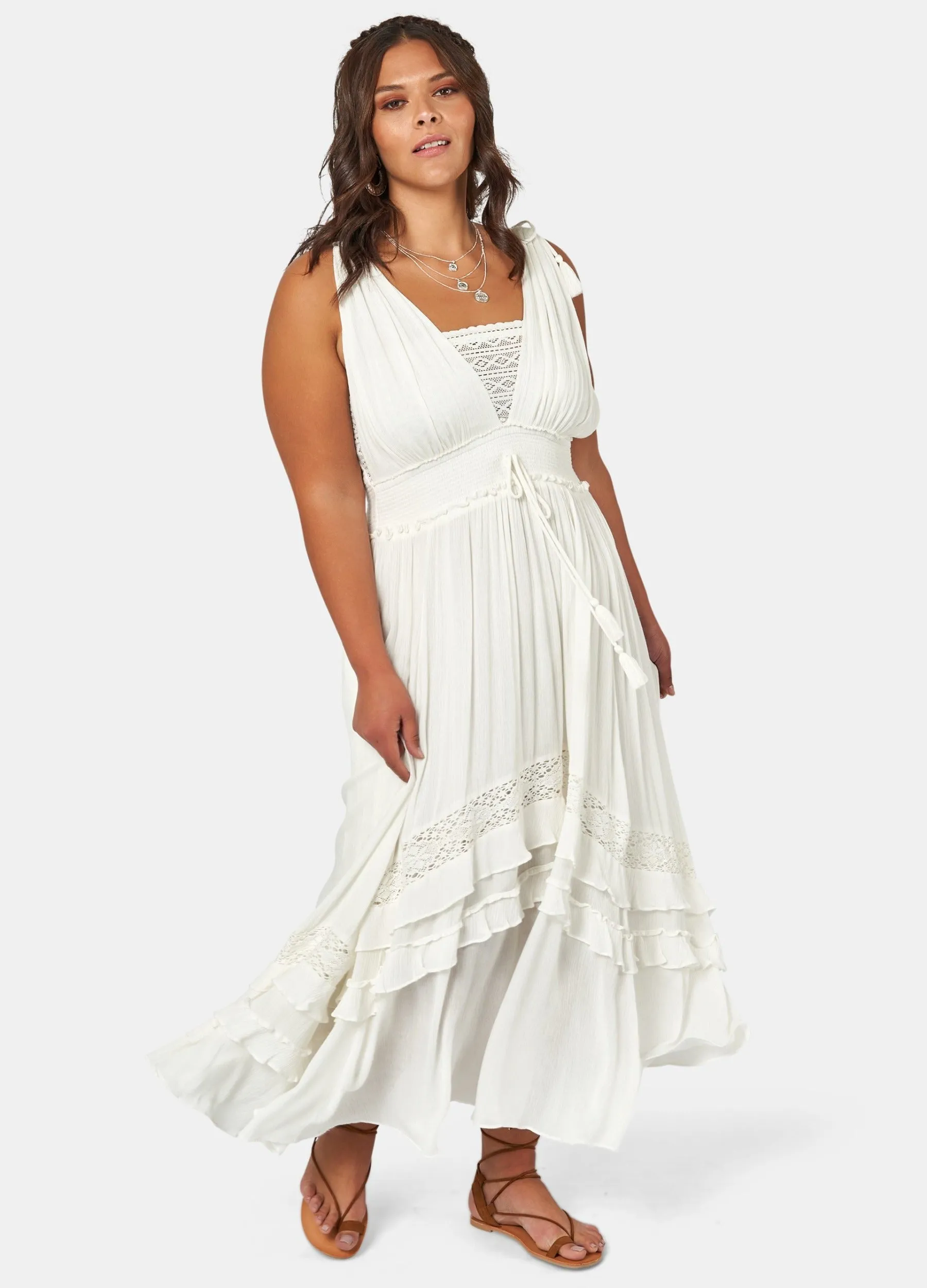 The Poetic Gypsy - Sleeveless Sunbeam Maxi Dress - Off White