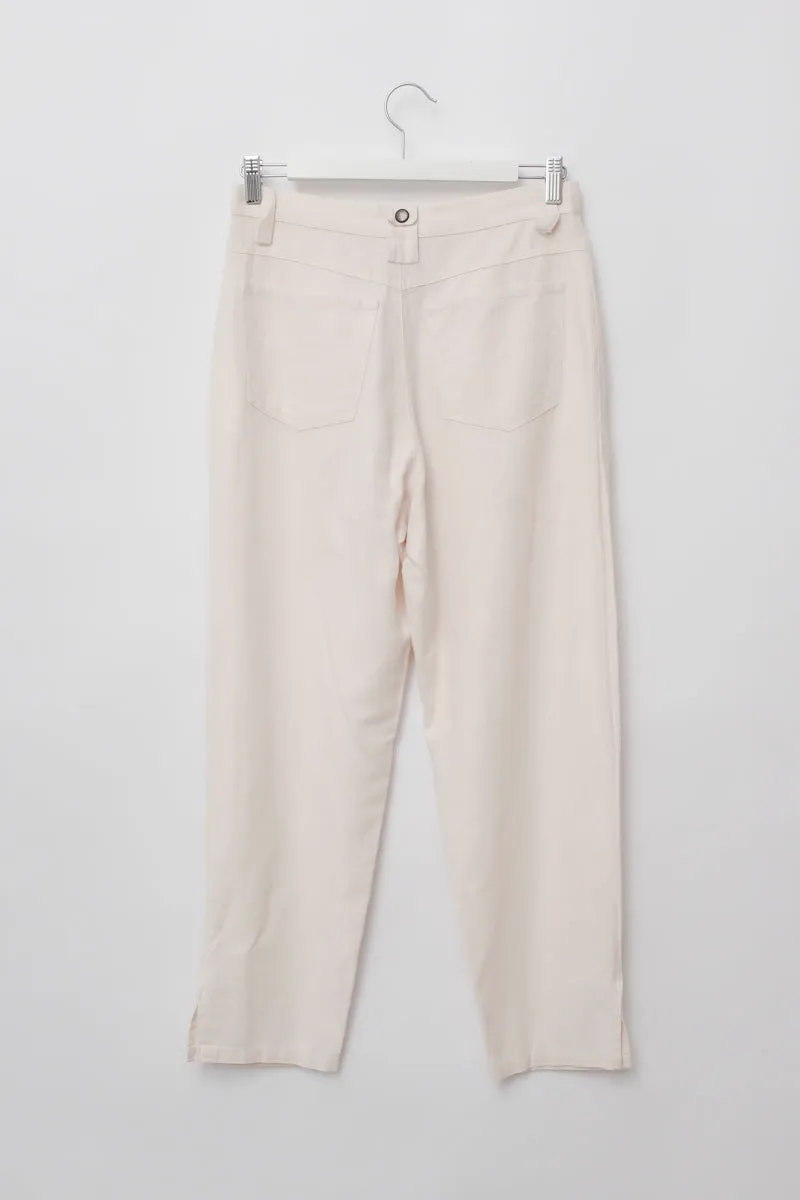 VINTAGE CREAM LINEN COTTON PANTS
