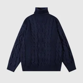 Vintage Twist Solid Turtleneck Sweater