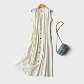 Women New-Coming Loose Casual Solid Sleeveless O-Neck Women Dresses - WD8208