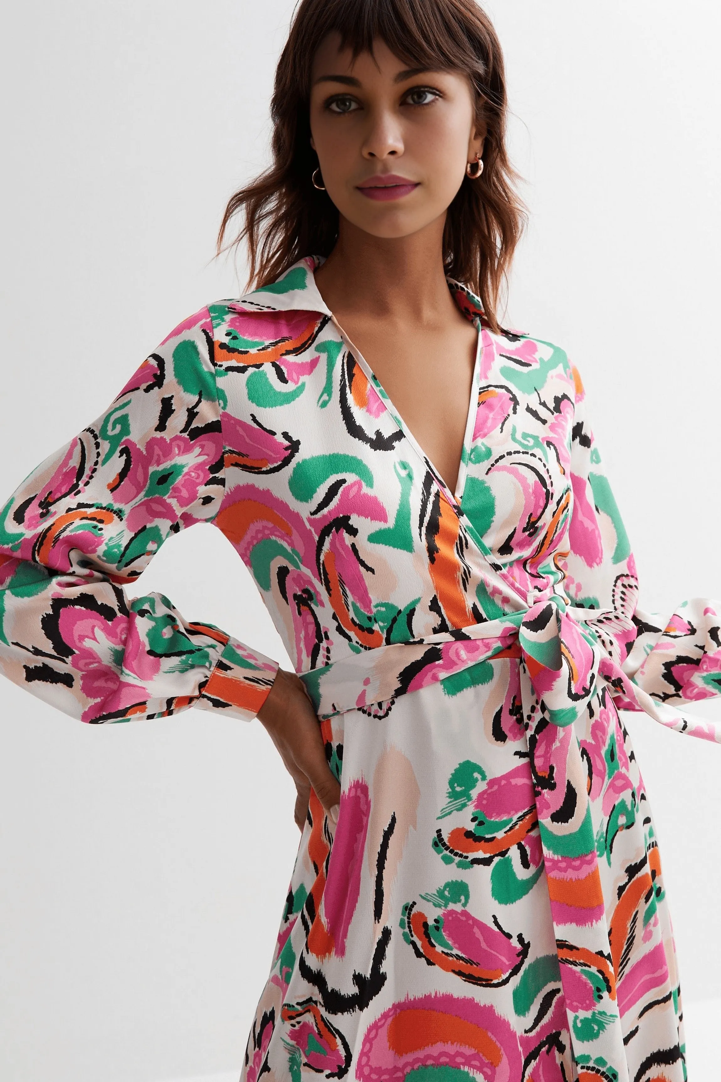 Wrap Shirt Maxi Dress - Pink/Orange