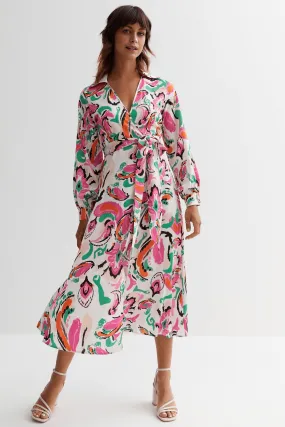 Wrap Shirt Maxi Dress - Pink/Orange